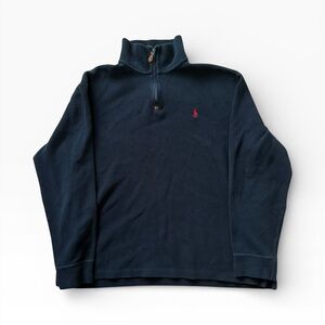 Vintage 90s Polo Ralph Lauren Black Quarter Zip Sweater XL Mens